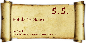 Sohár Samu névjegykártya